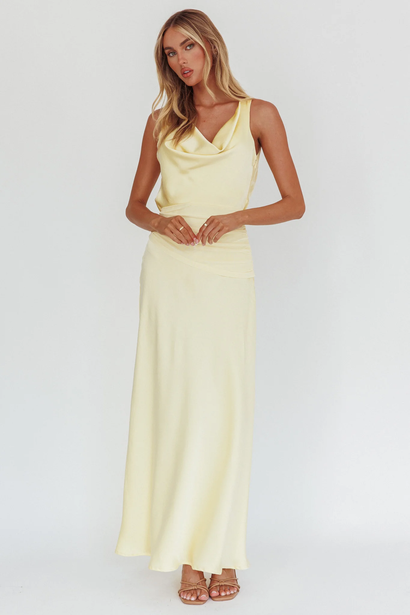 Isabella Open Cowl Back Maxi Dress Butter - Image 2