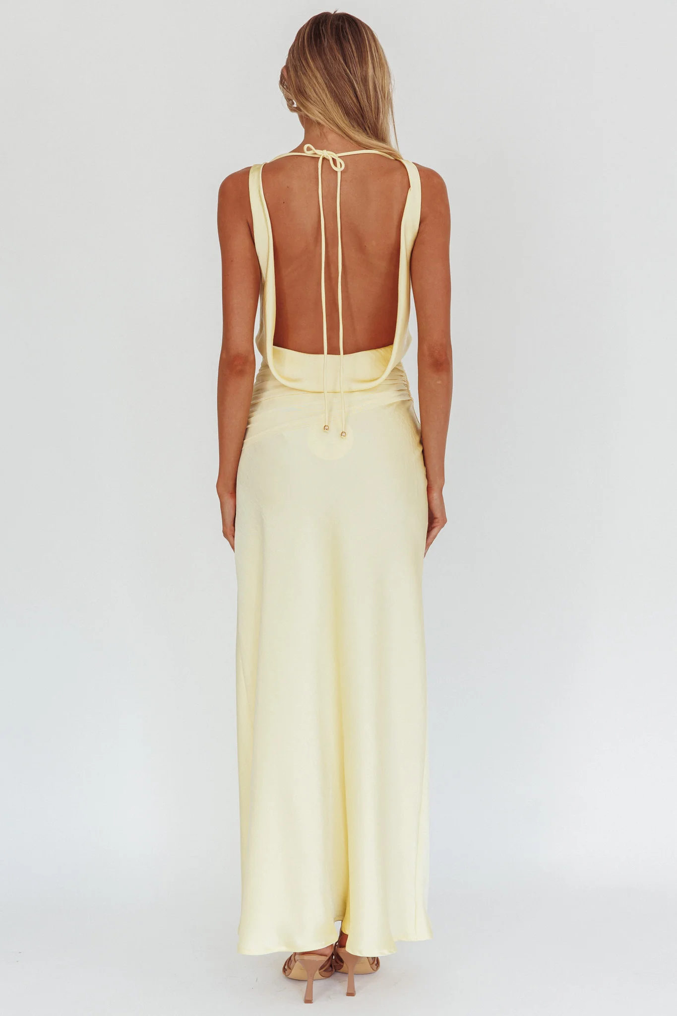 Isabella Open Cowl Back Maxi Dress Butter - Image 4