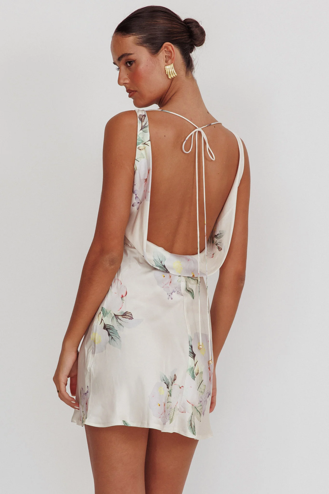 Isabella Satin Backless Mini Dress Butter - Image 2