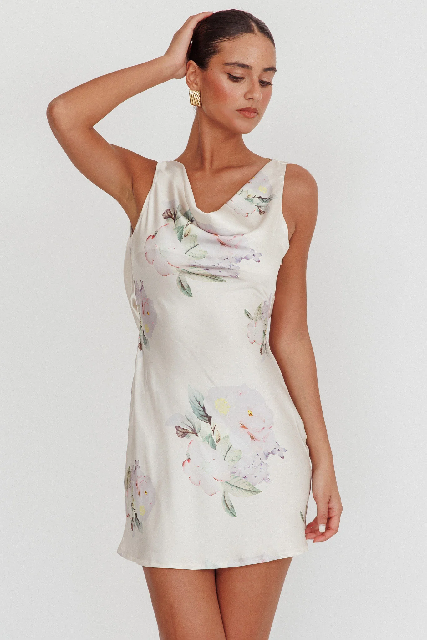 Isabella Satin Backless Mini Dress Butter - Image 5