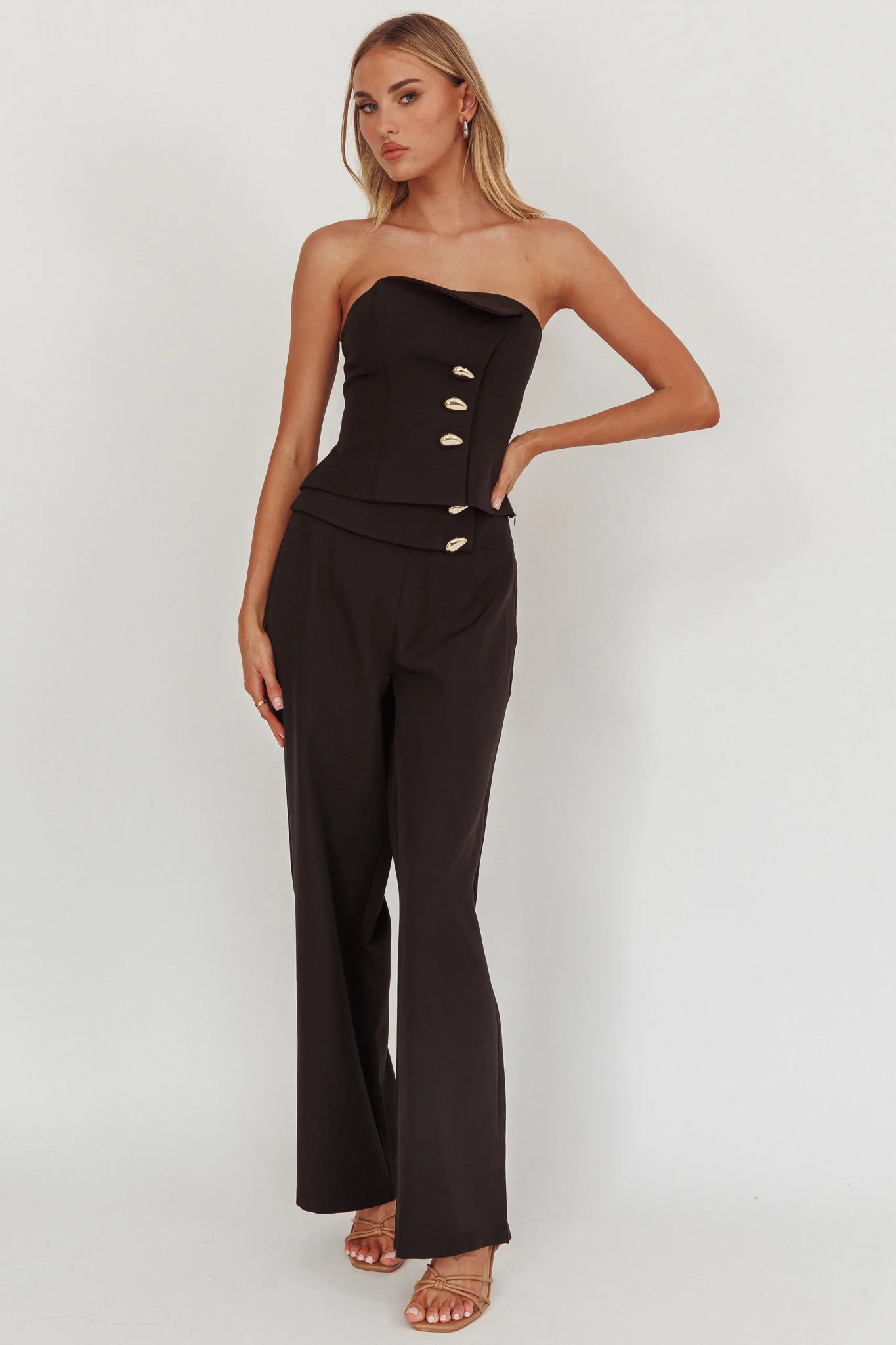 Ishani Hardware Decoration Strapless Top Black - Image 2