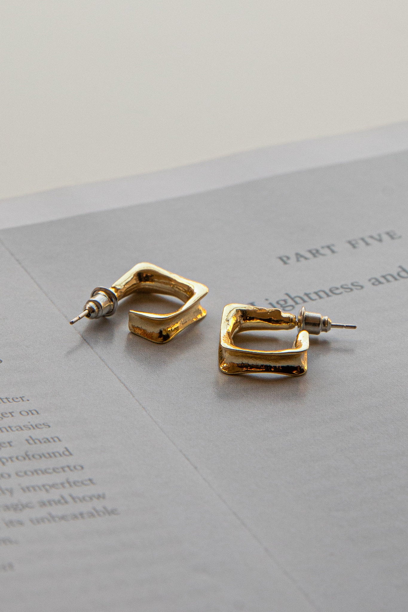 Isis Open Trapeze Hoop Earrings Gold - Image 4