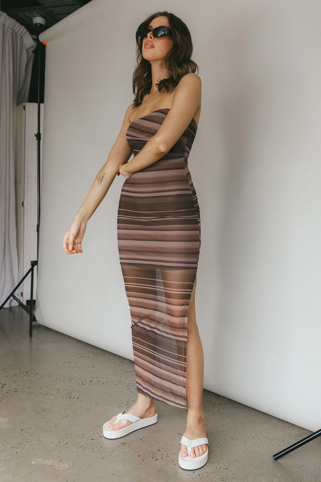 Island Life Strapless Maxi Dress Brown - Image 5