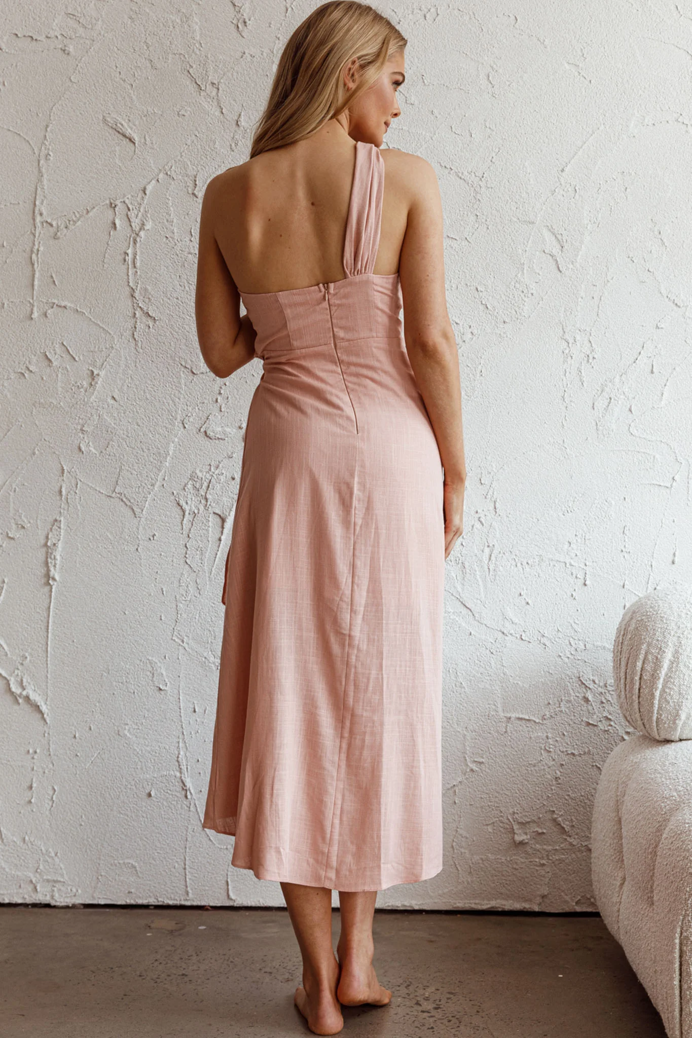 Island Time One-Shoulder Midi Dress Apricot - Image 2