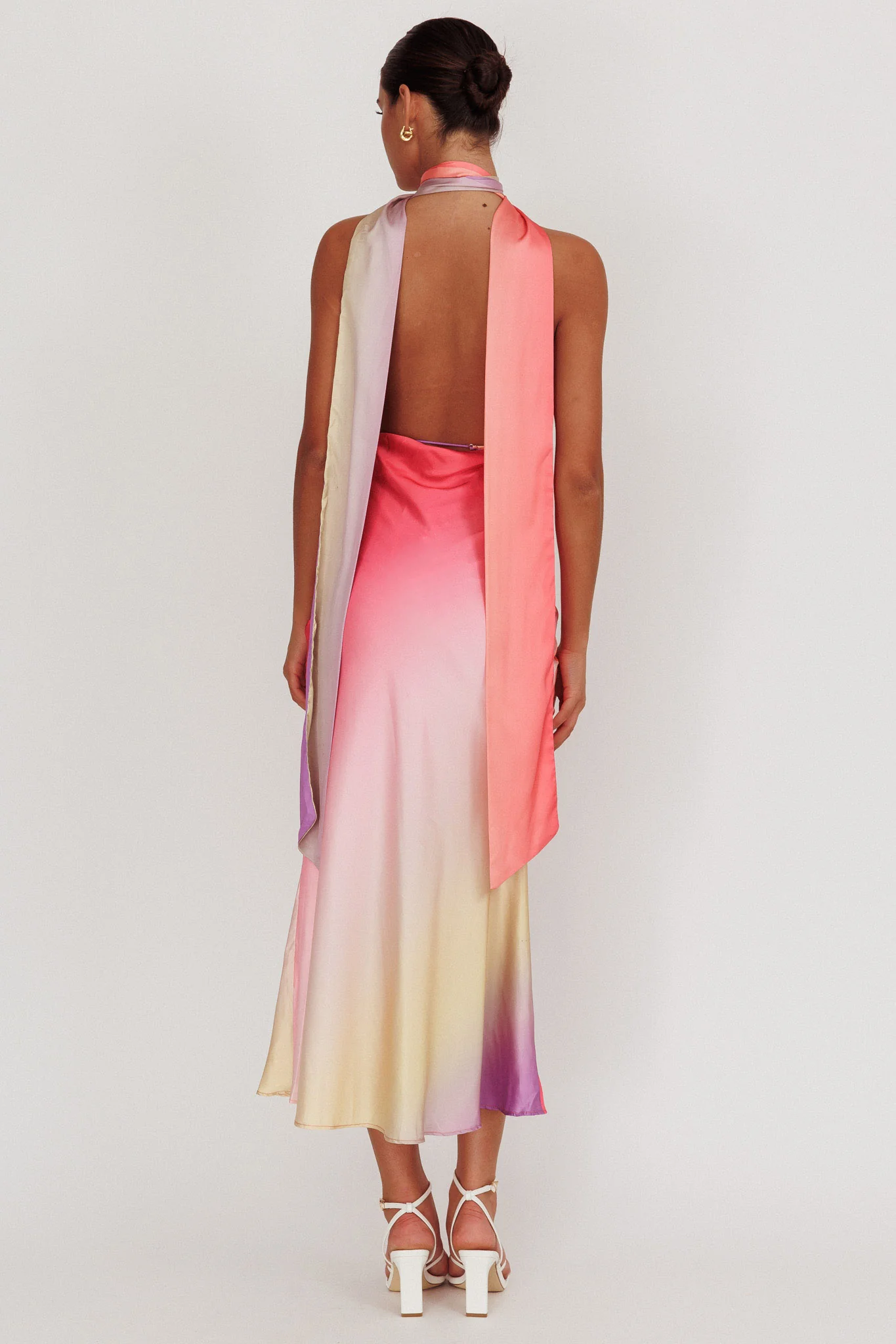 Italia Azure Halterneck Maxi Dress Tangerine - Image 2