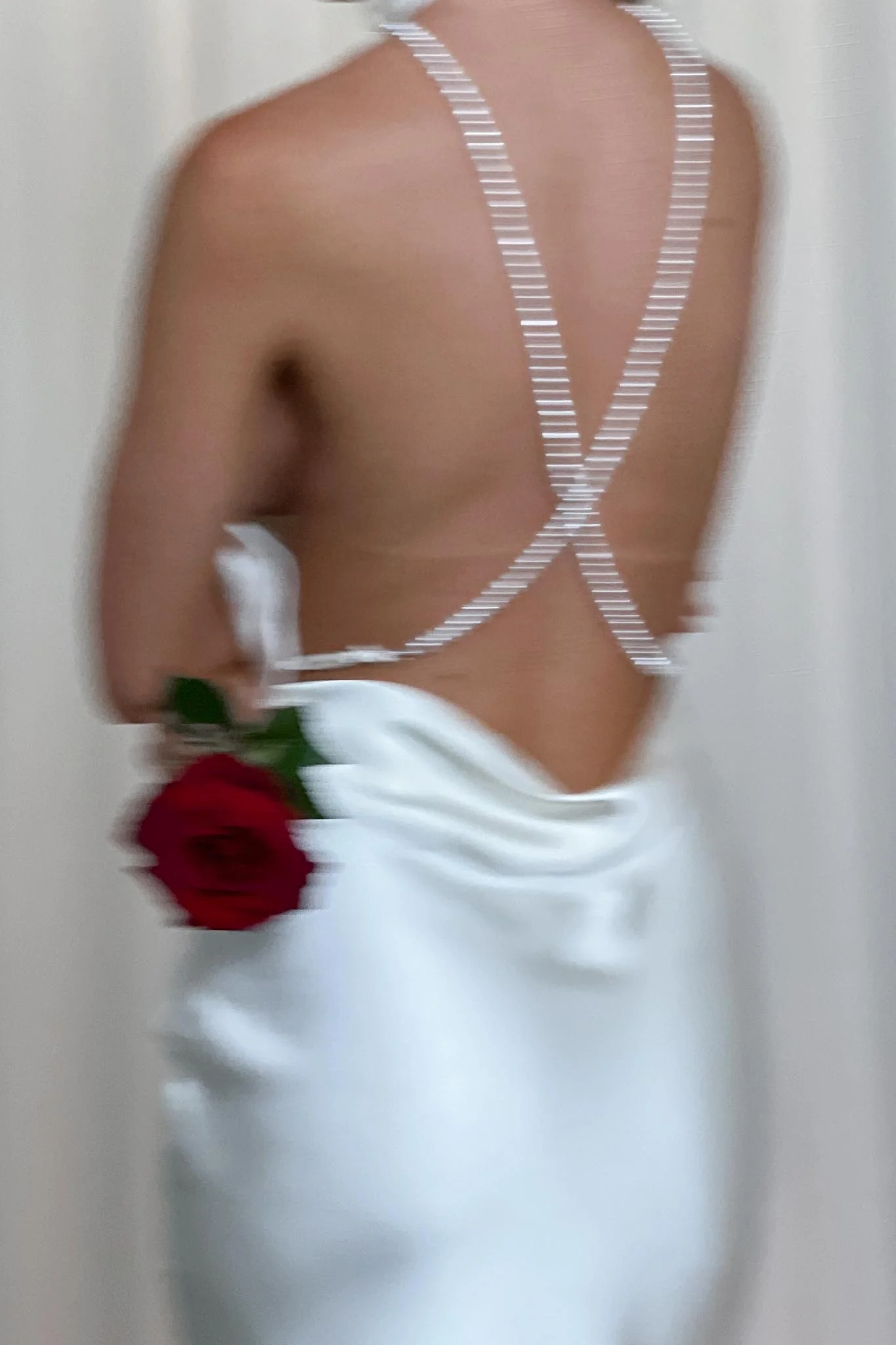 Italia Azure Halterneck Pearl Back Maxi Dress Oyster - Image 2
