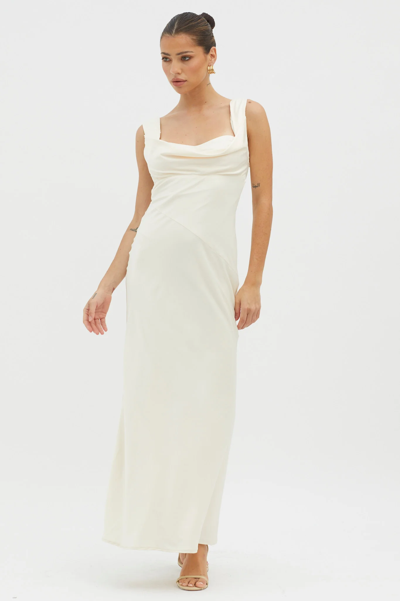 It's A Date Cowl Neck Maxi Dress Pearl - Image 5