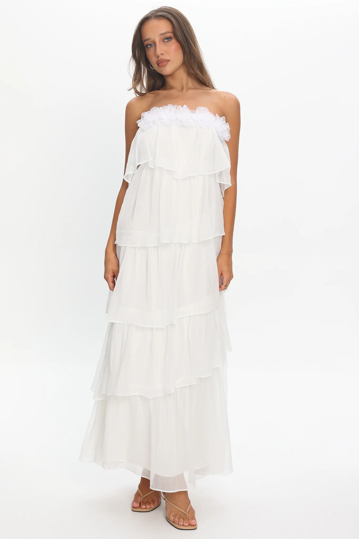 It's Time Tiered Ruffle Maxi Dress Ivory - Image 2