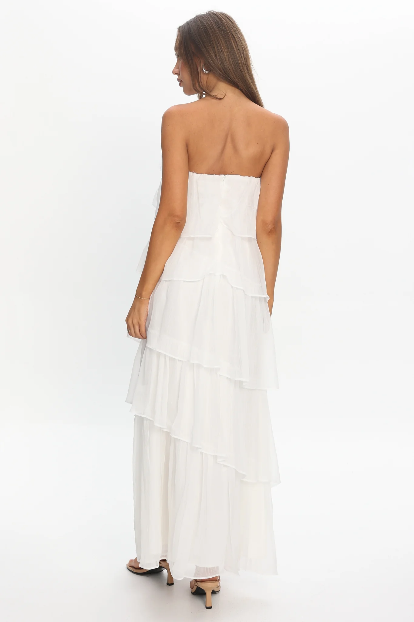 It's Time Tiered Ruffle Maxi Dress Ivory - Image 3