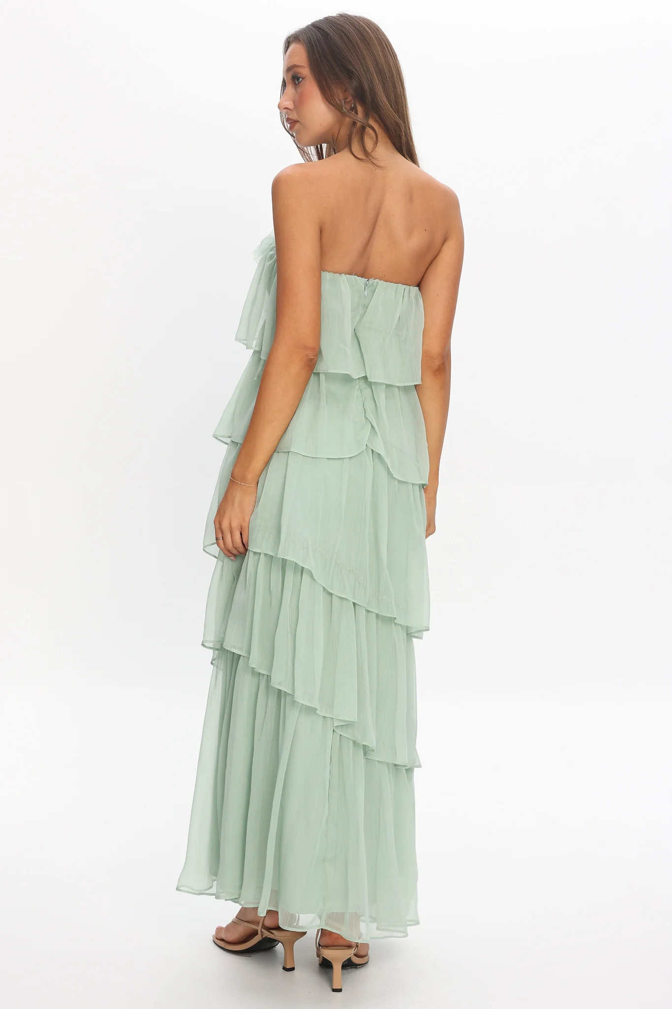 It's Time Tiered Ruffle Maxi Dress Sage - Image 3
