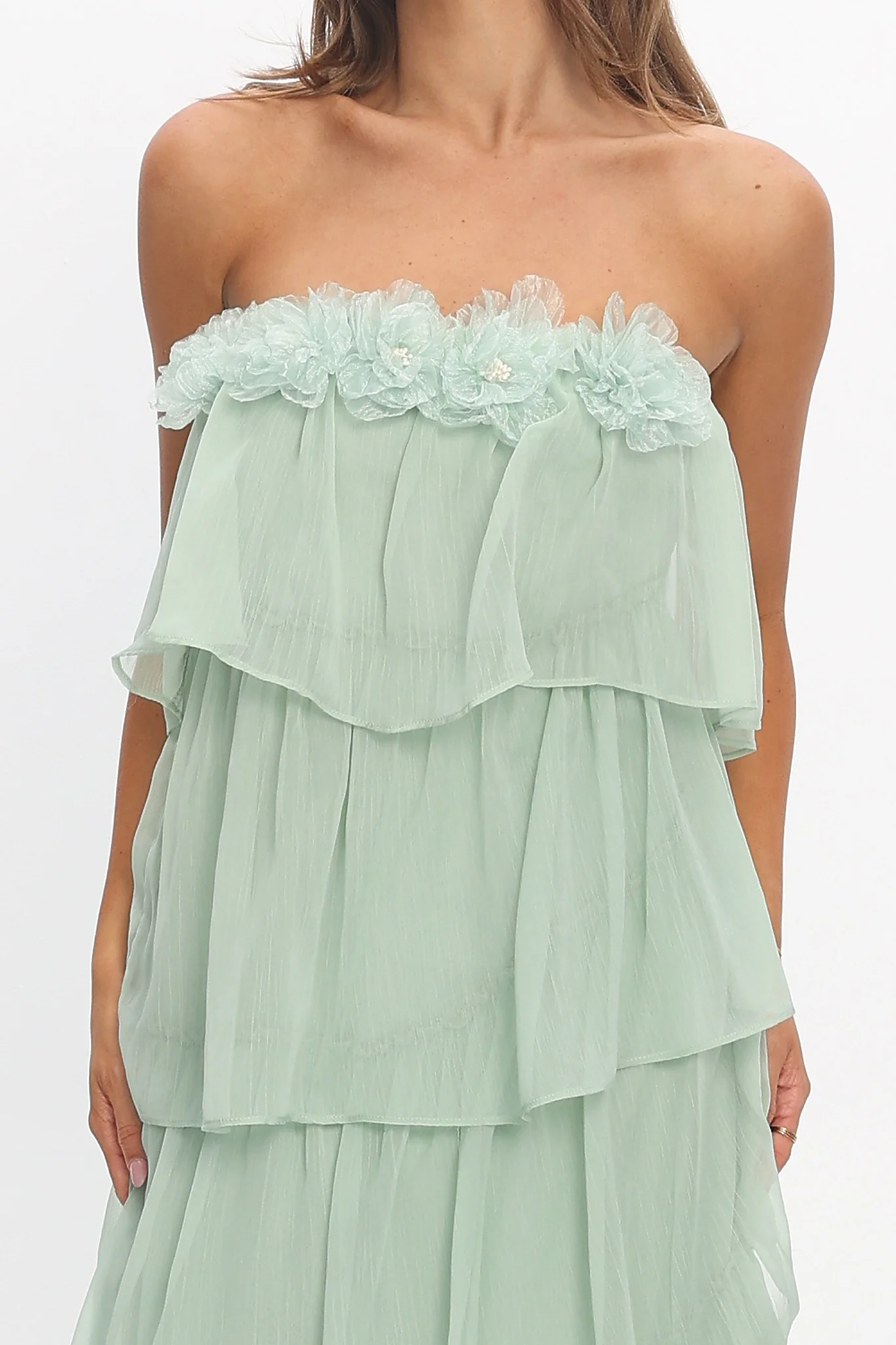 It's Time Tiered Ruffle Maxi Dress Sage - Image 4