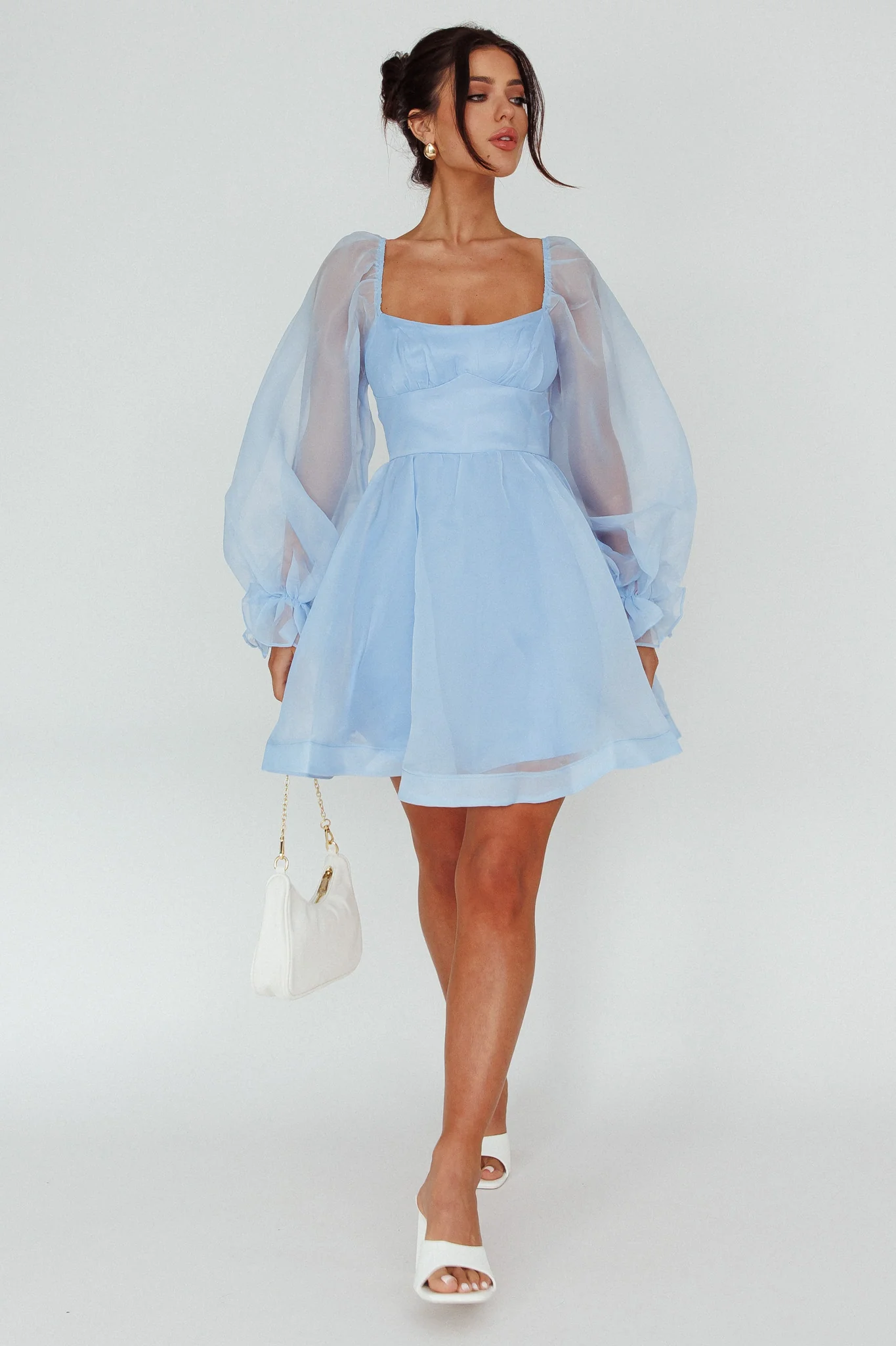 I've Got Sunshine Long Sleeve Mini Dress Light Blue - Image 4