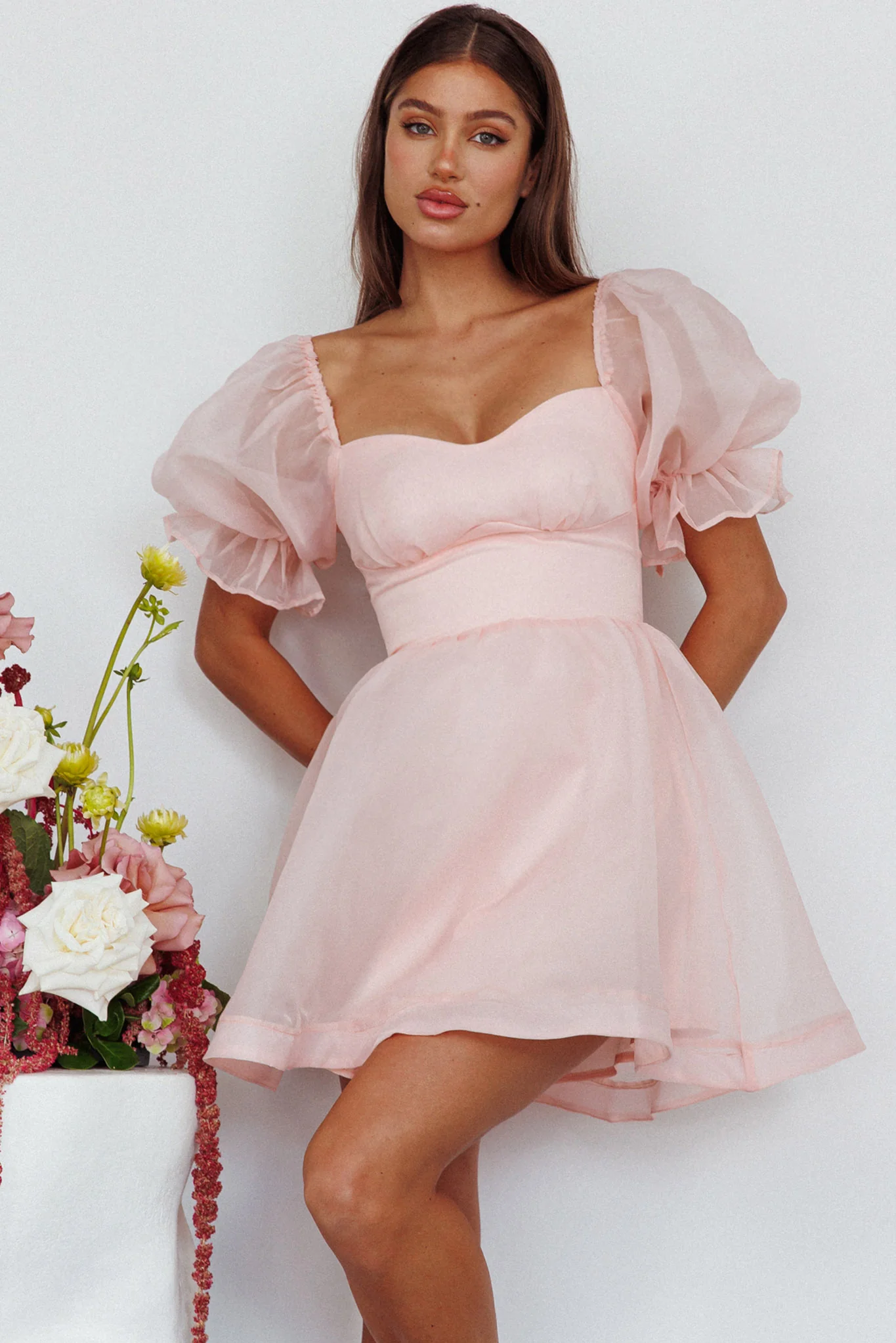 I've Got Sunshine Puff Sleeve Mini Dress Blush - Image 2