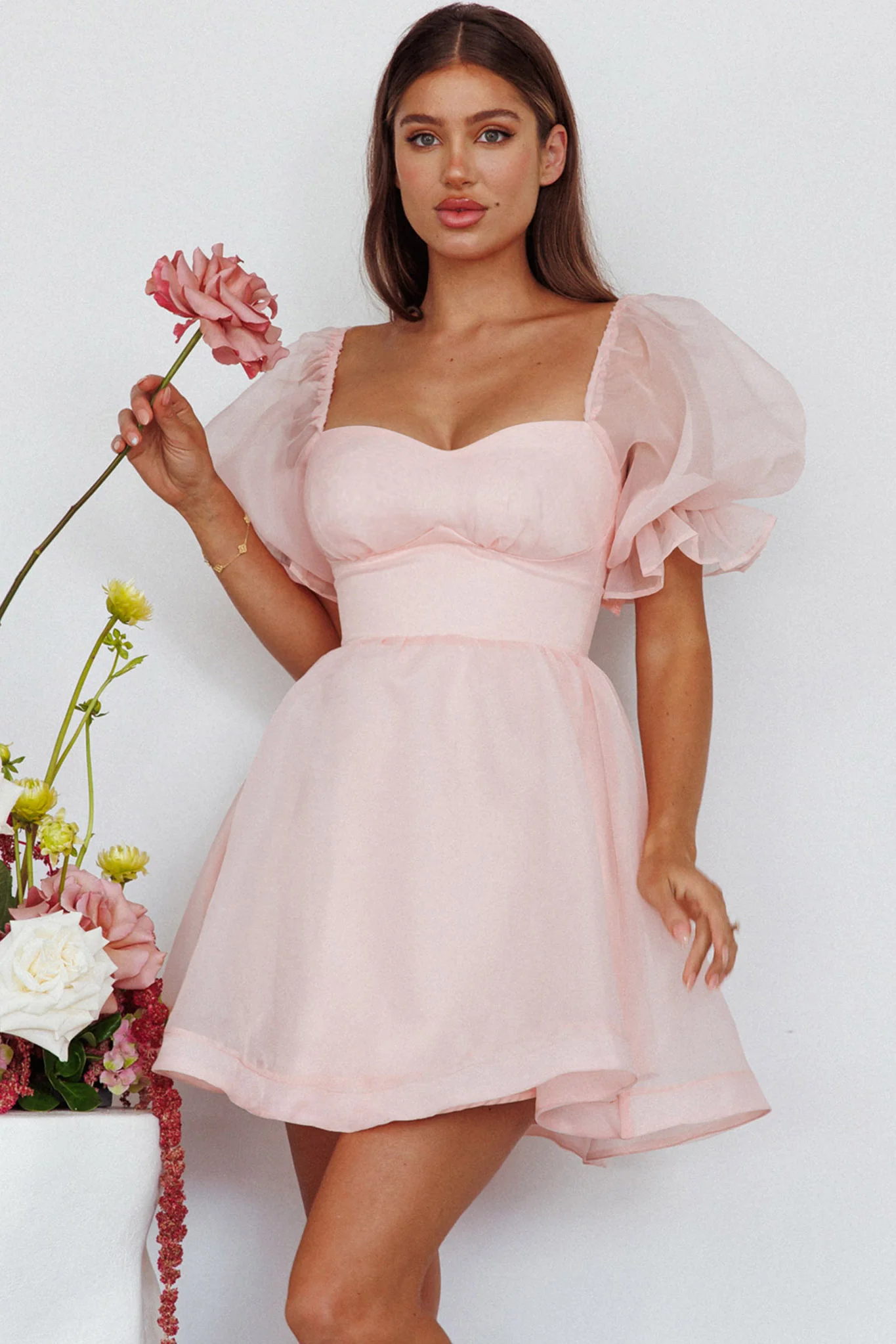 I've Got Sunshine Puff Sleeve Mini Dress Blush - Image 3