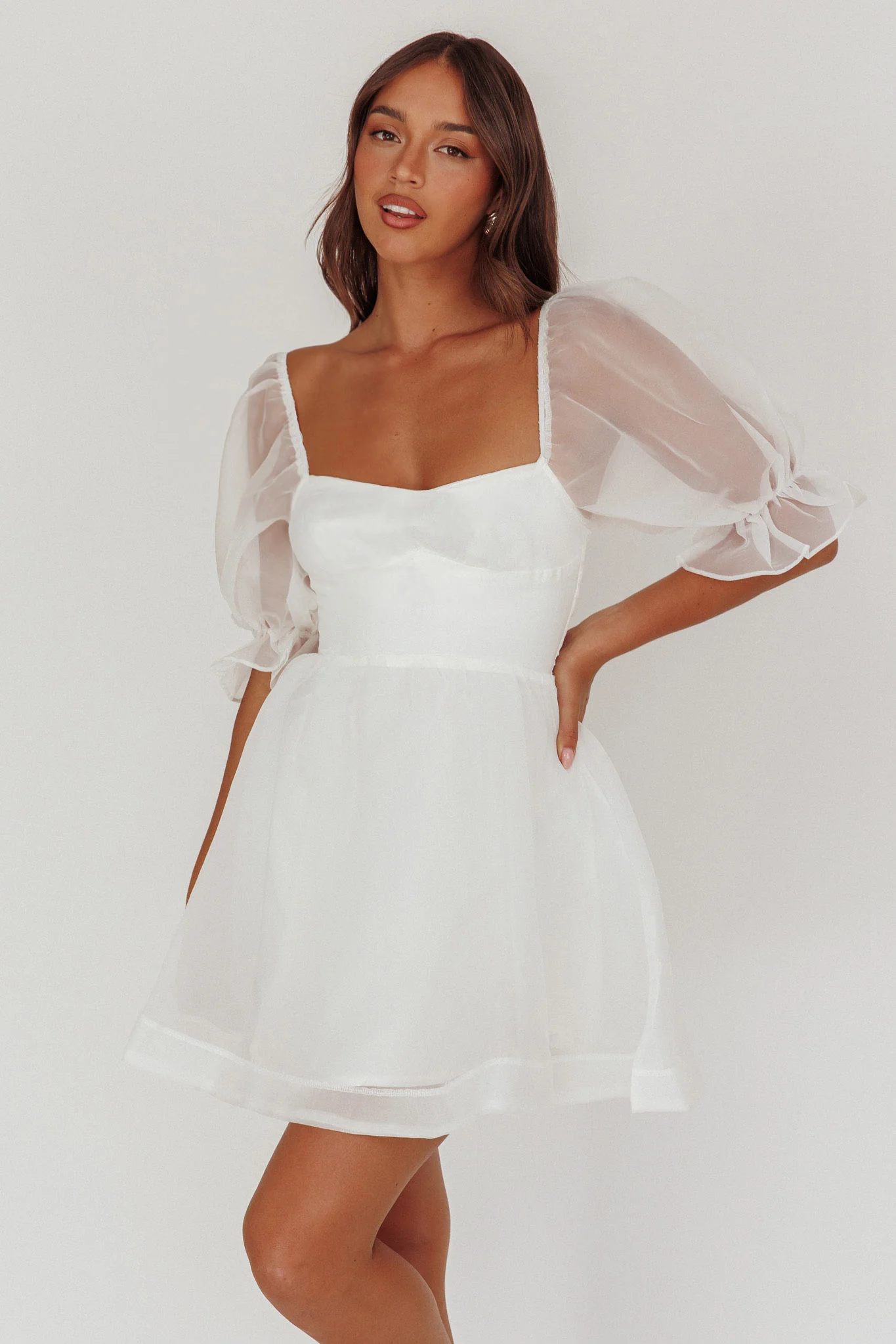 I've Got Sunshine Puff Sleeve Mini Dress White - Image 2