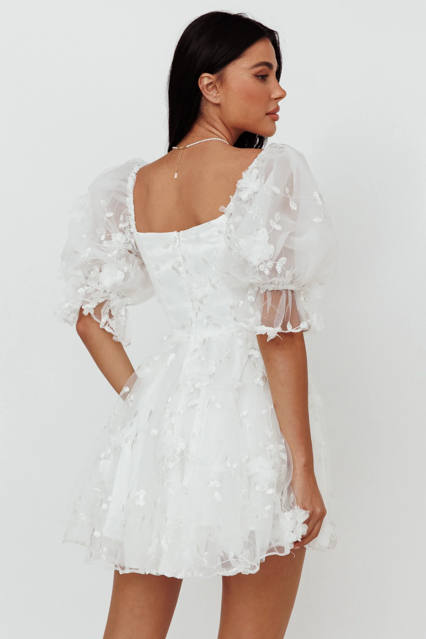 I've Got Sunshine Ruffle Strap Mini Dress Embellished White - Image 2