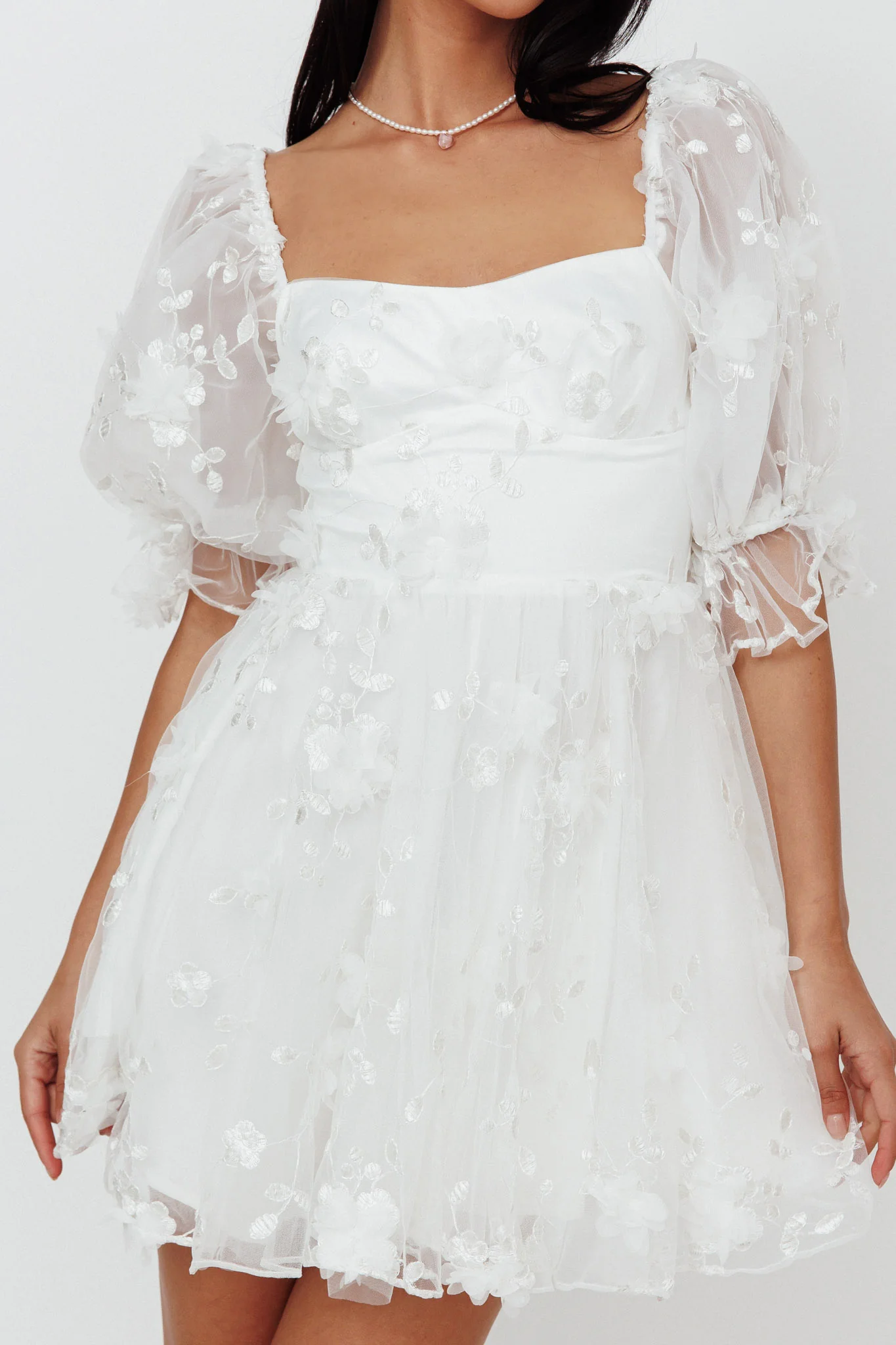 I've Got Sunshine Ruffle Strap Mini Dress Embellished White - Image 4