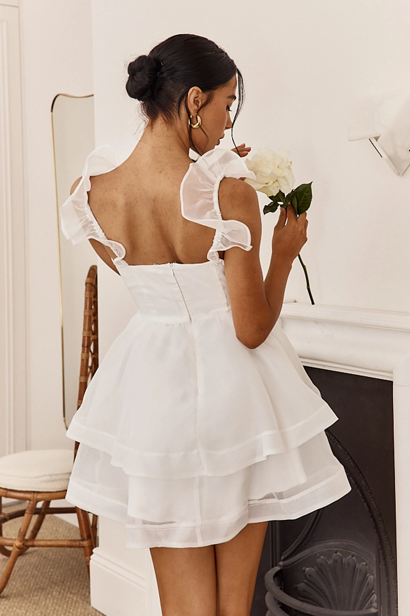 I've Got Sunshine Ruffle Strap Mini Dress White - Image 3