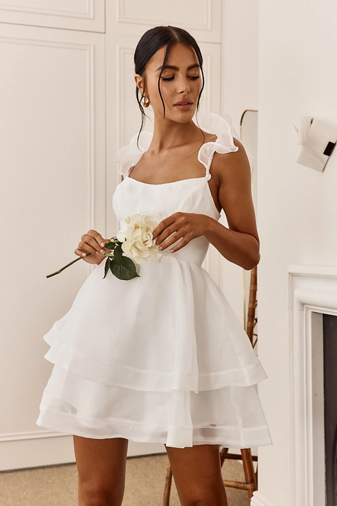 I've Got Sunshine Ruffle Strap Mini Dress White - Image 5