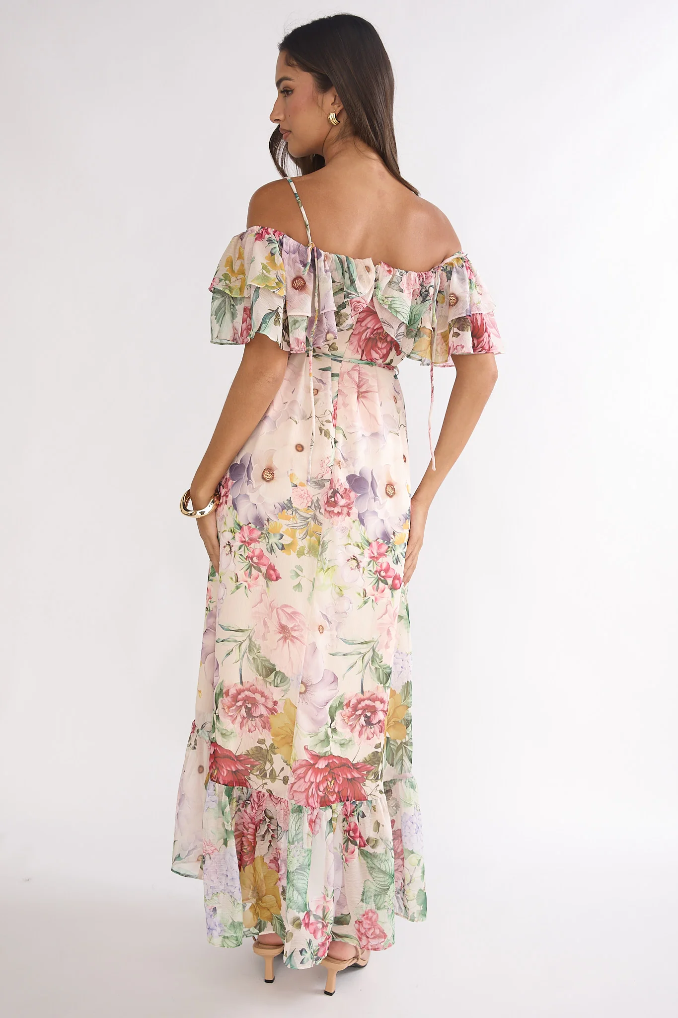 Ivelle Off-Shoulder Ruffle Maxi Dress Floral - Image 2