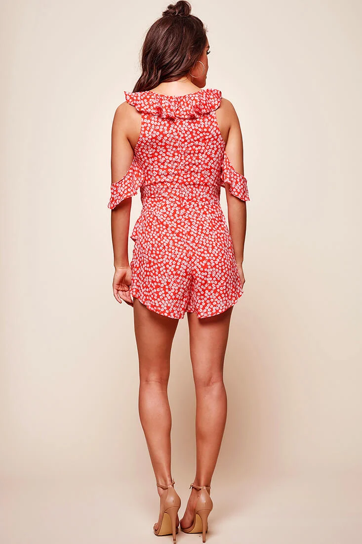 Izzy Layered Ruffle Romper Red - Image 5