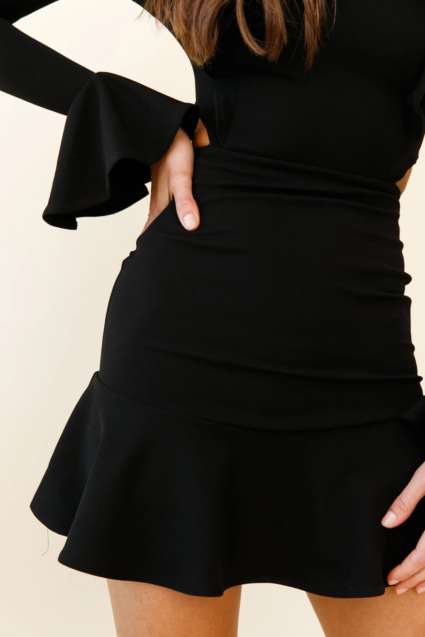 Jackie Long Sleeve Ruffle Dress Black - Image 4