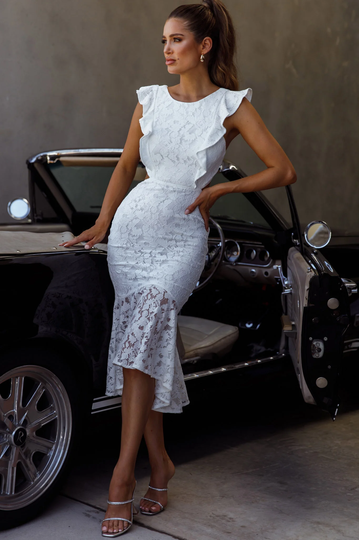 Jackie Pinafore Floral Lace Dress White - Image 6