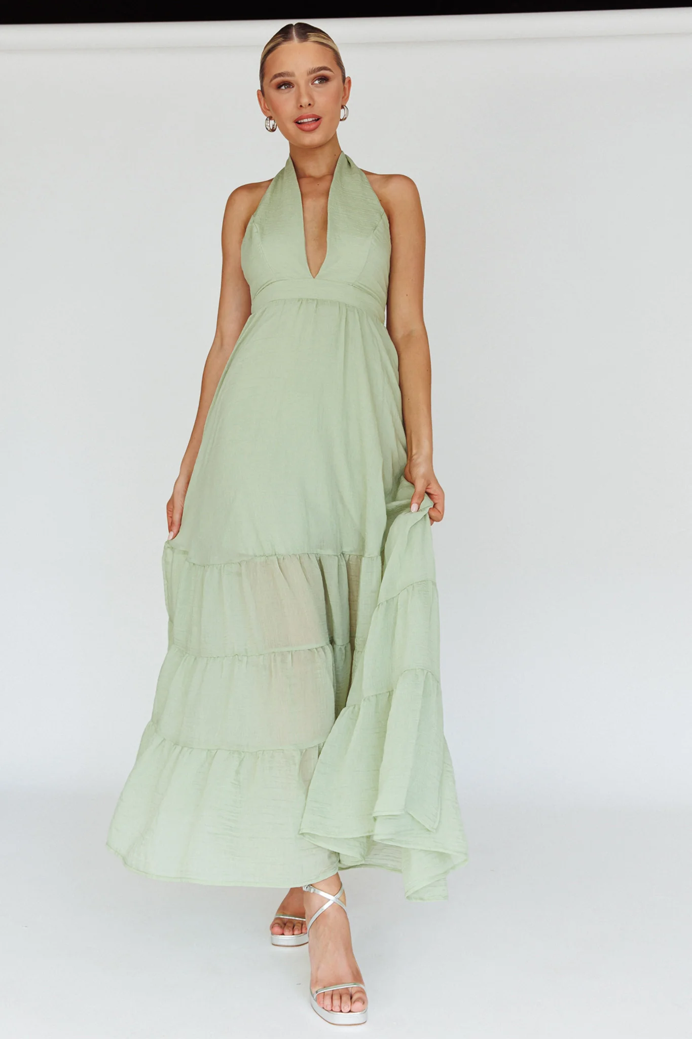 Jalisco Sun Halterneck Maxi Dress Mint - Image 5