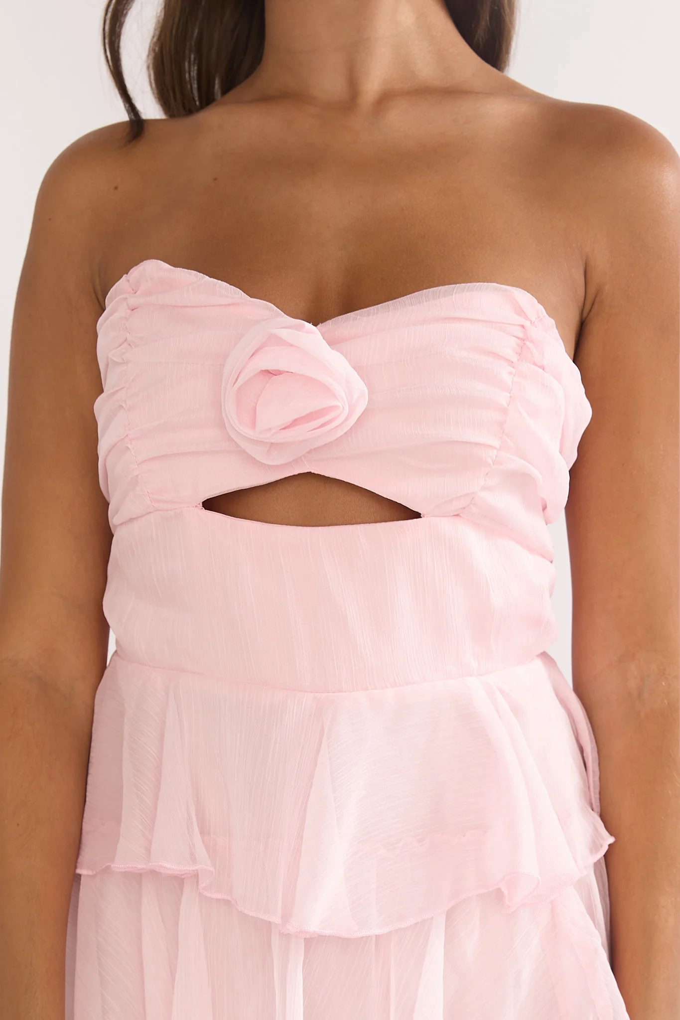 Janelia Layered Frill Maxi Dress Pink - Image 3