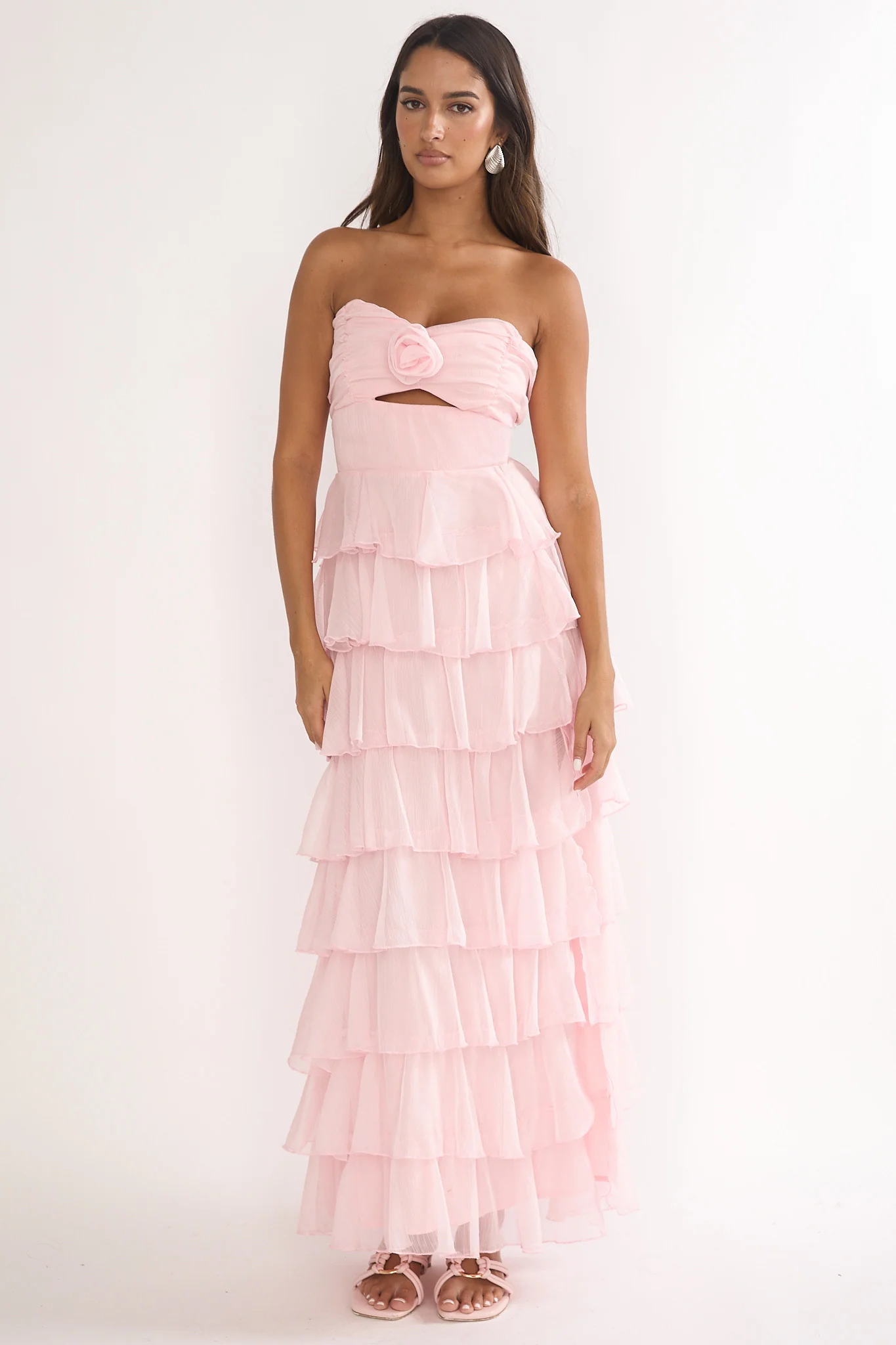 Janelia Layered Frill Maxi Dress Pink - Image 5