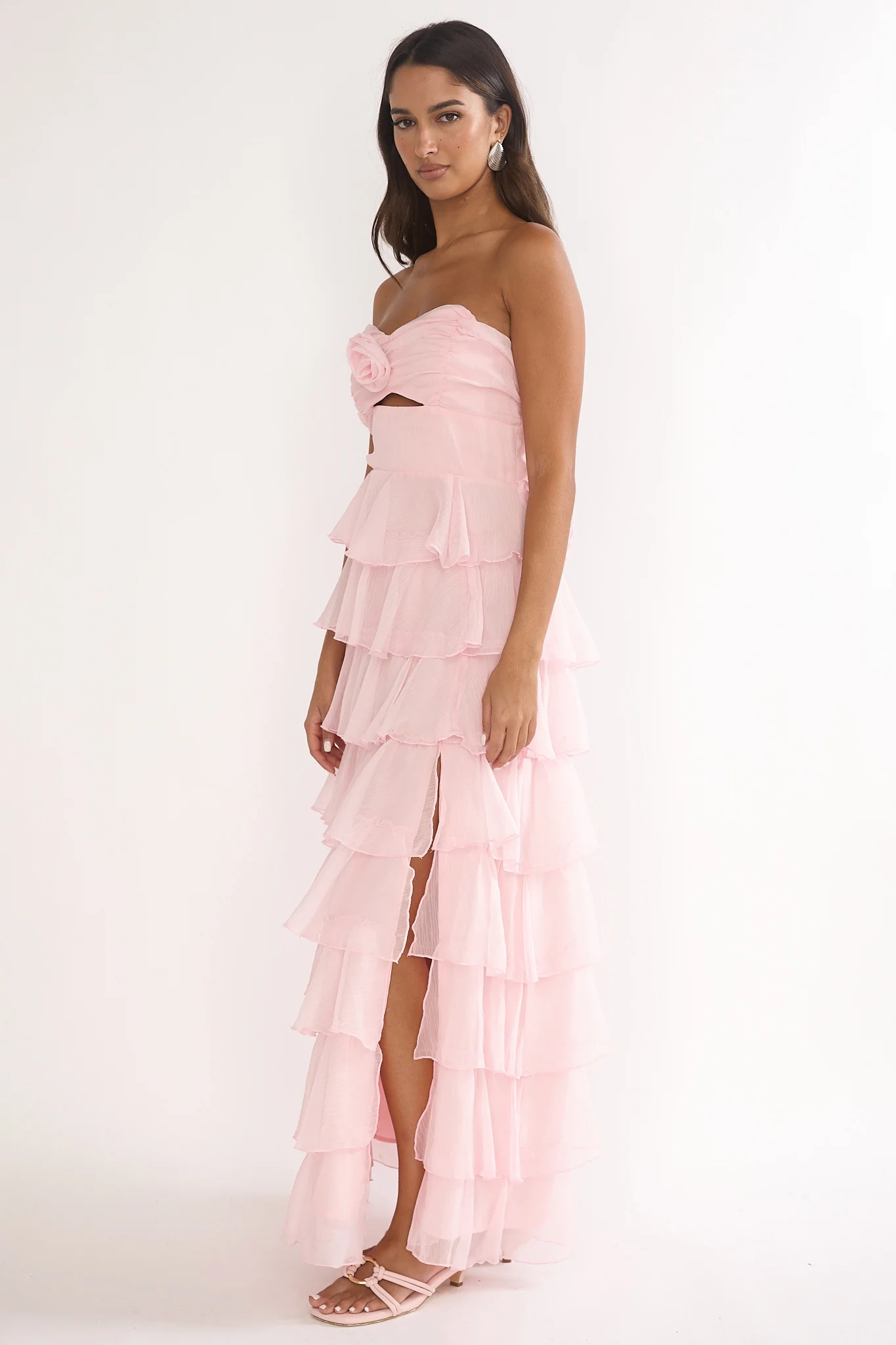Janelia Layered Frill Maxi Dress Pink - Image 6