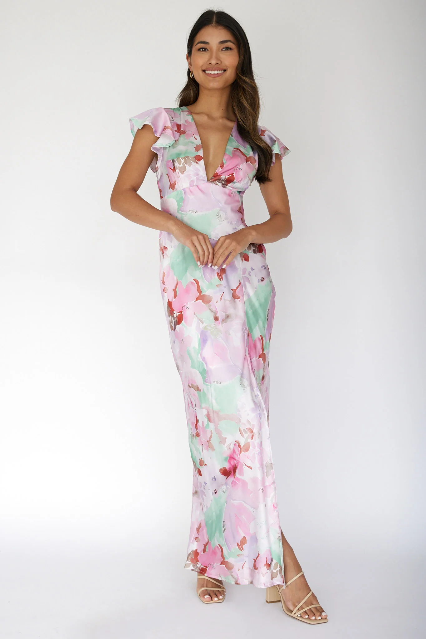 Jannet Keyhole Back Maxi Dress Floral Pink - Image 3