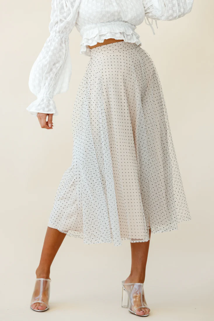 Jasmine Hail Spot Mesh Midi Skirt White - Image 3