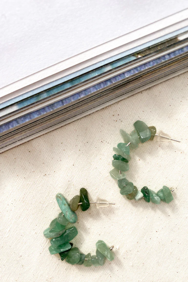 Jasmine Raw Cut Earrings Jade - Image 3