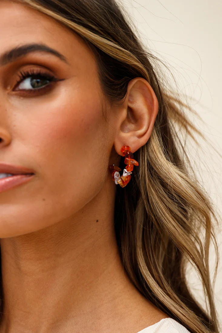 Jasmine Raw Cut Hoop Earrings Tan - Image 2