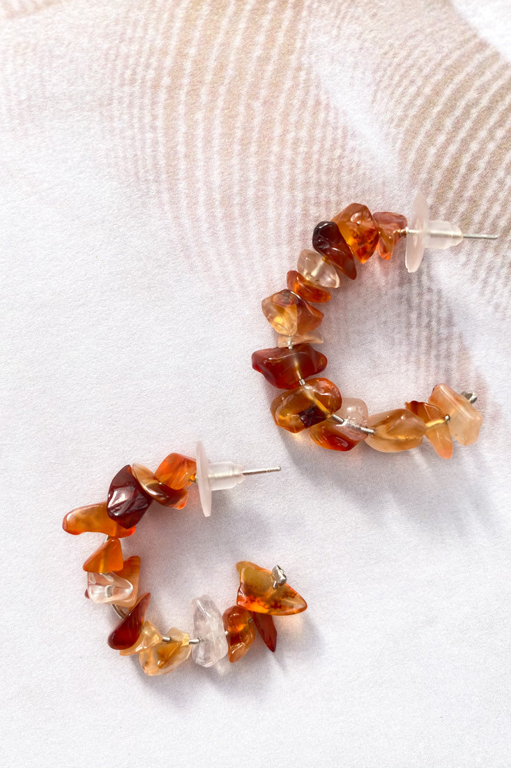 Jasmine Raw Cut Hoop Earrings Tan - Image 3