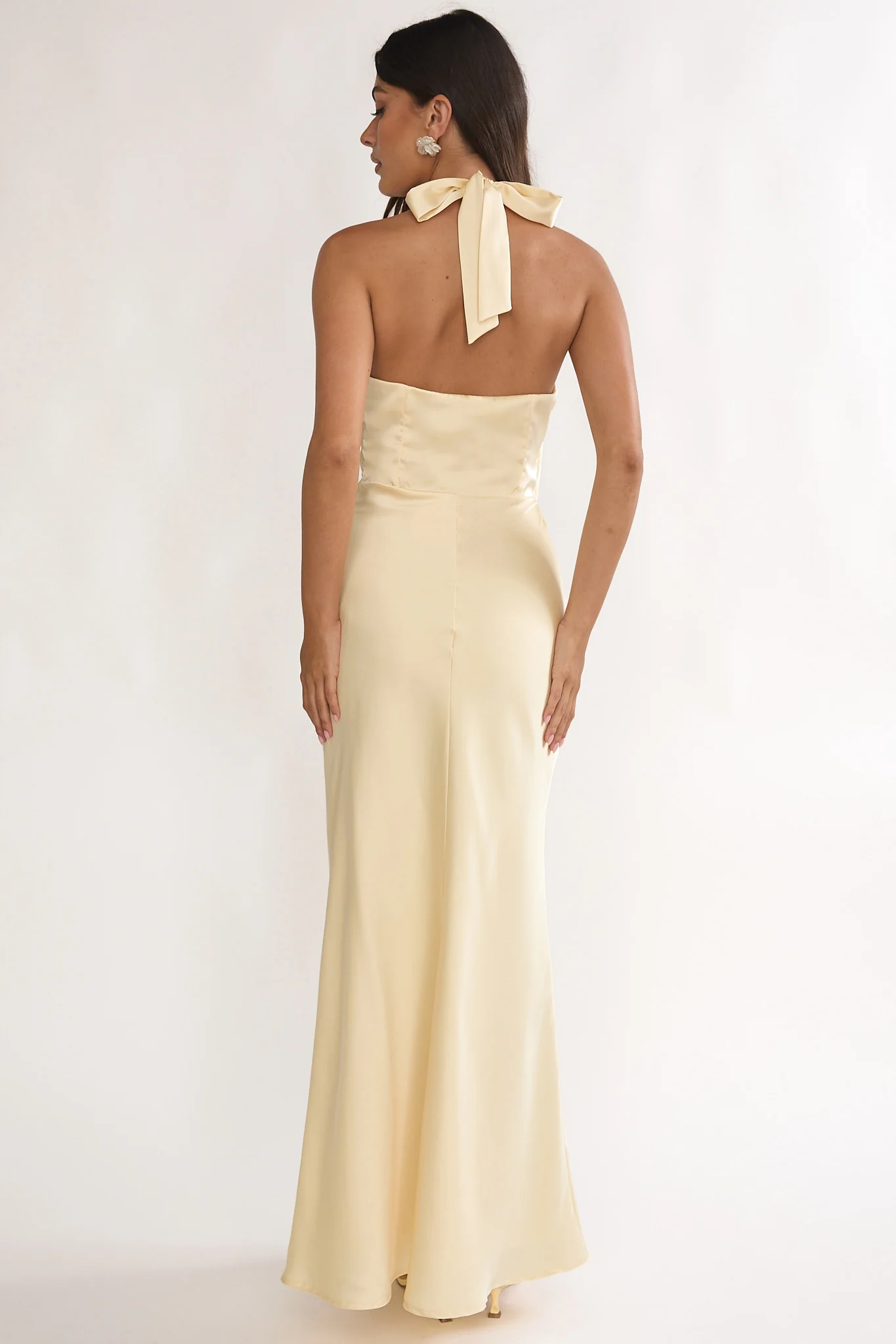 Jelina Draped Halter Maxi Dress Butter - Image 2