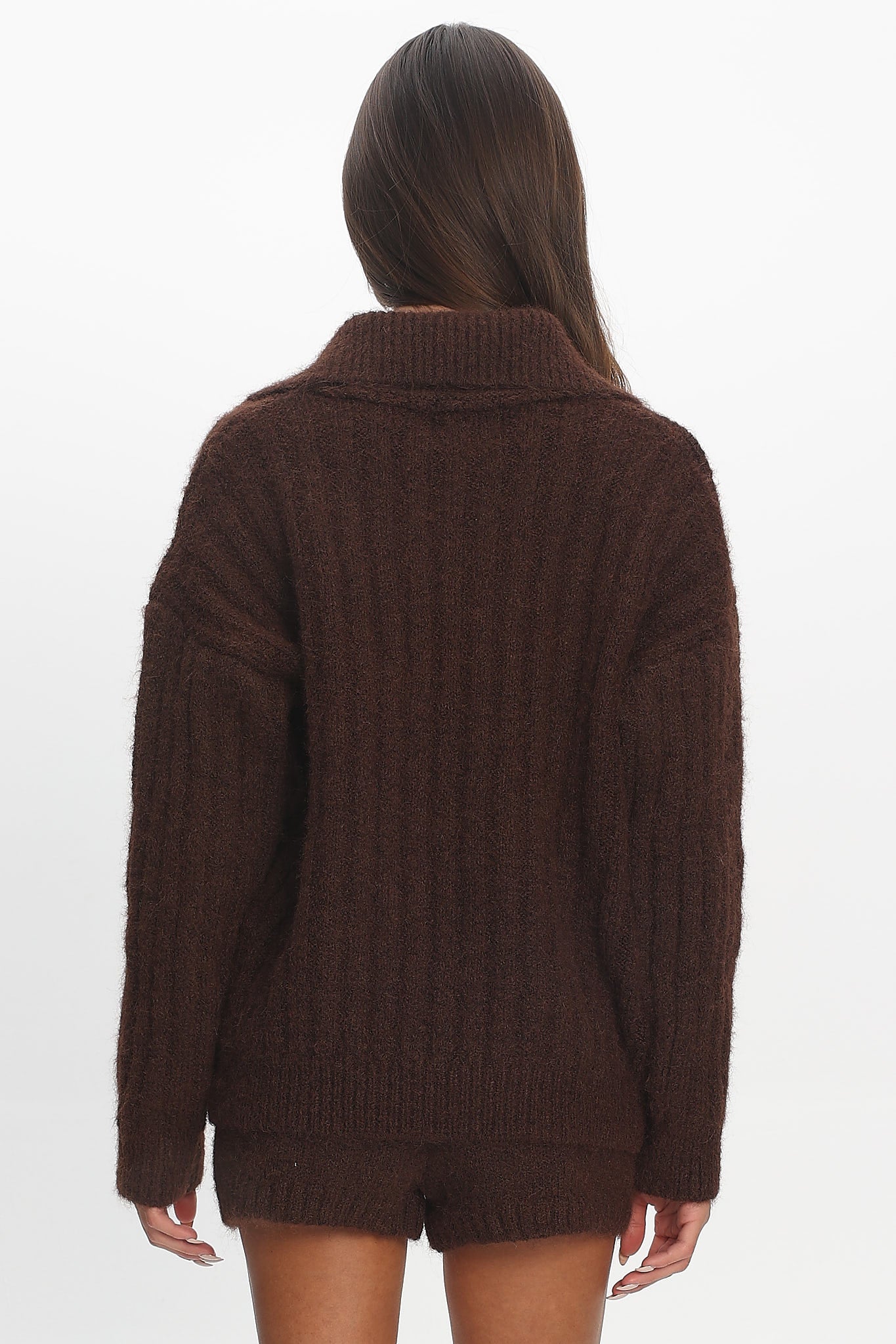 Jenae Oversized Drop Shoulder Sweater Chocolate - Image 3