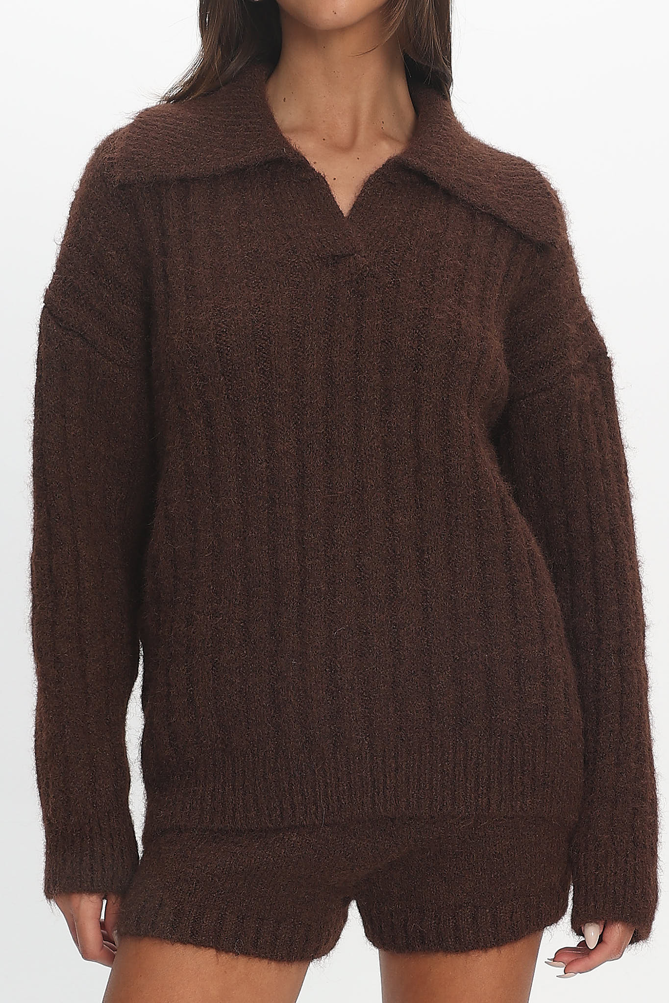 Jenae Oversized Drop Shoulder Sweater Chocolate - Image 4
