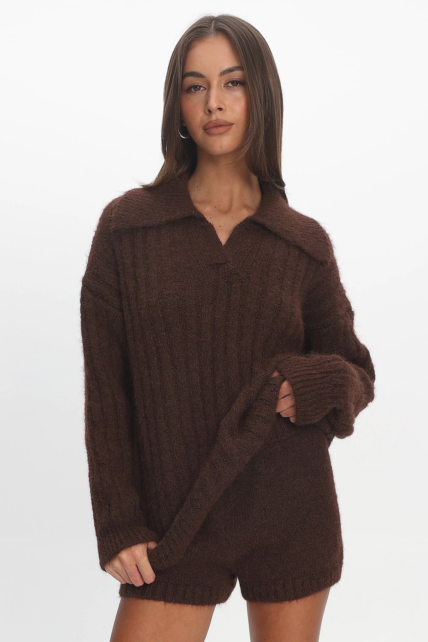 Jenae Oversized Drop Shoulder Sweater Chocolate - Image 5