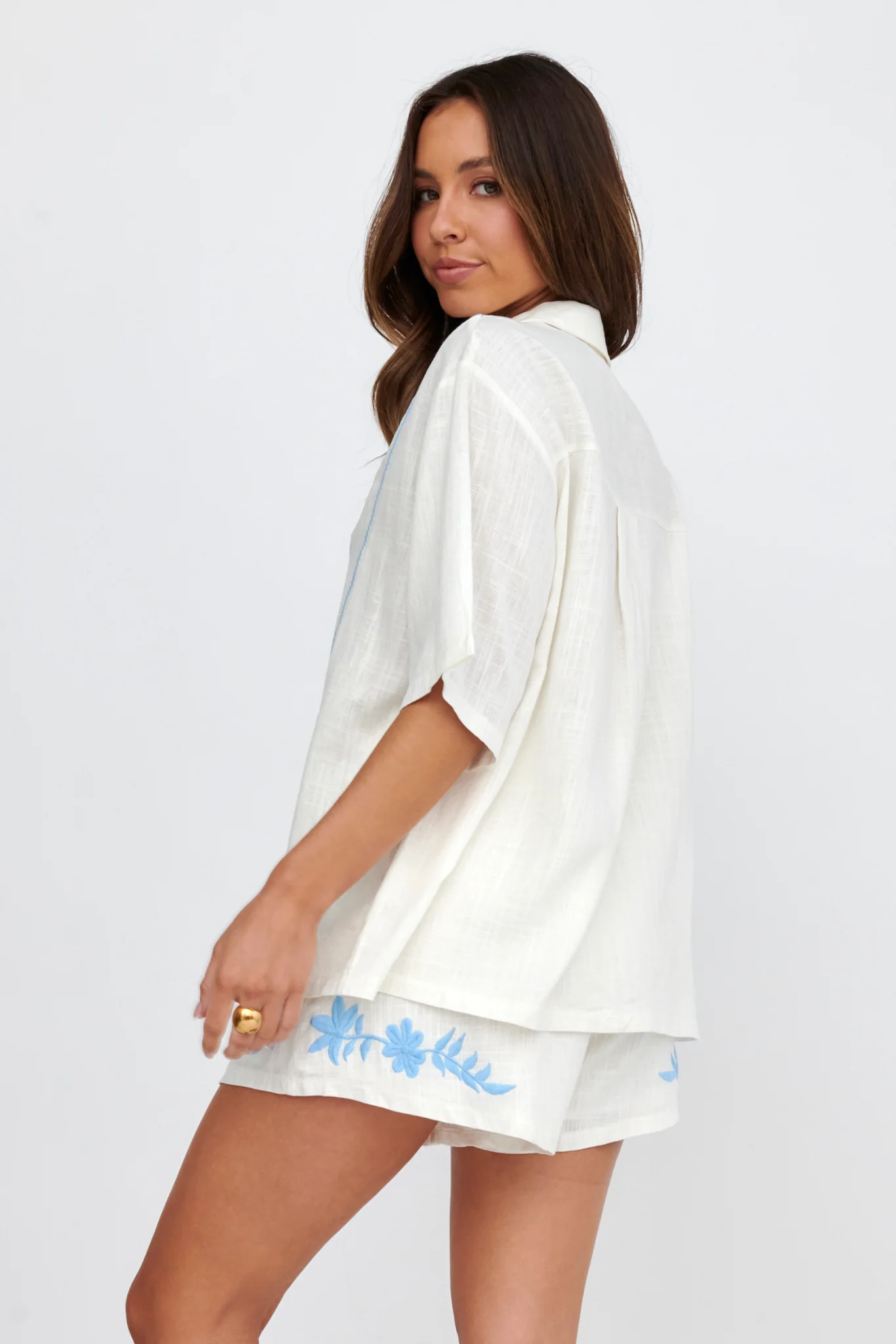 Jeni Embroidered Detail Shirt White - Image 2