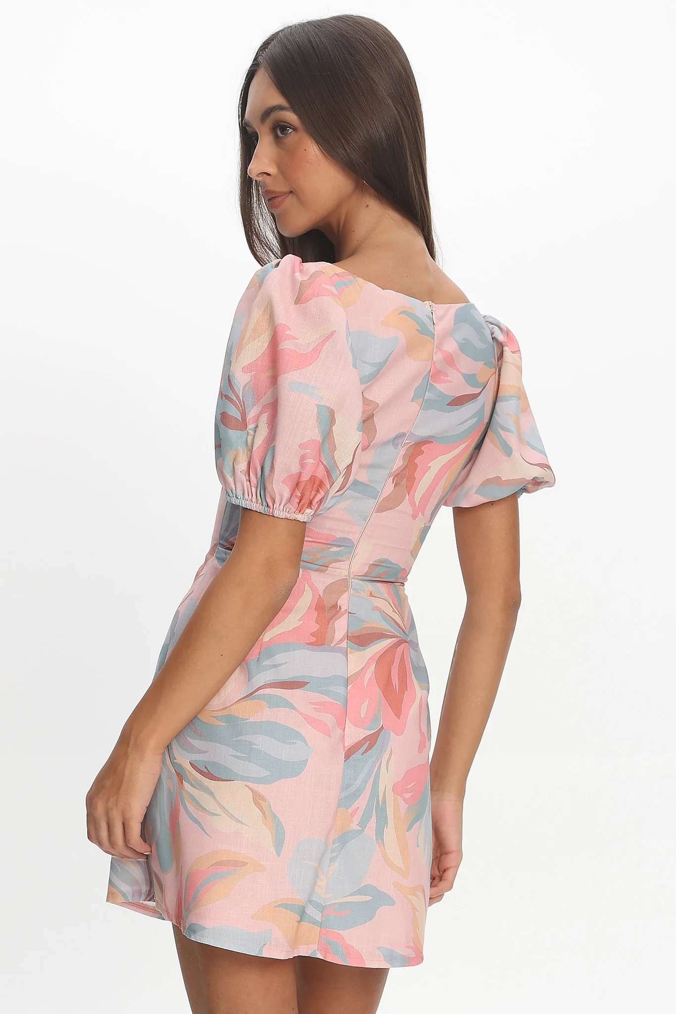 Jennica Puff Sleeve Mini Dress Floral - Image 3