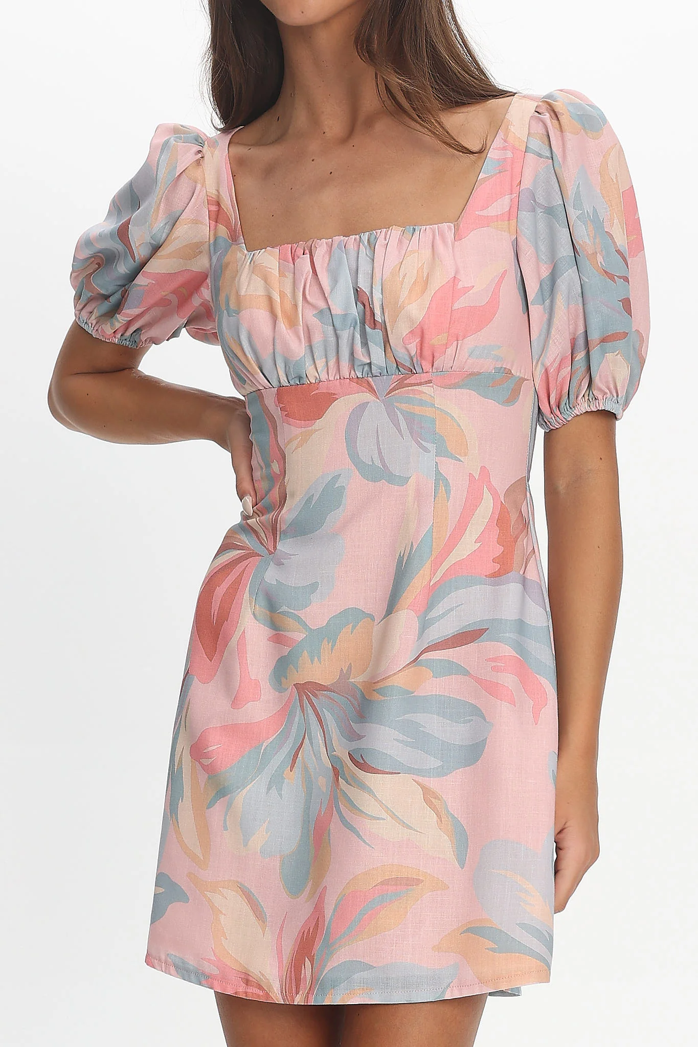 Jennica Puff Sleeve Mini Dress Floral - Image 4