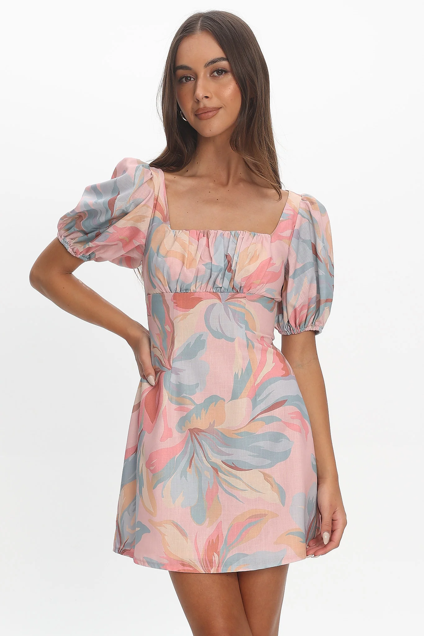 Jennica Puff Sleeve Mini Dress Floral - Image 5