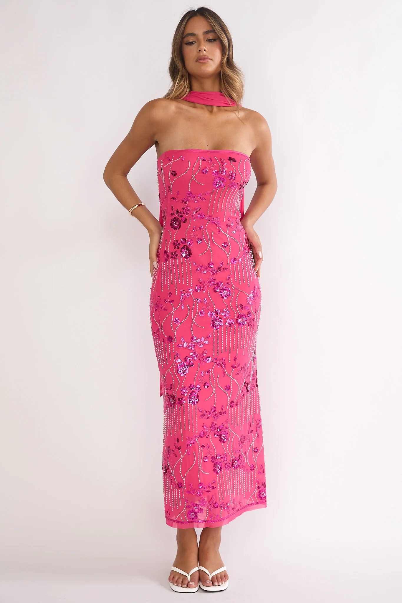 Jeremia Strapless Maxi Dress Sequin Plum - Image 6