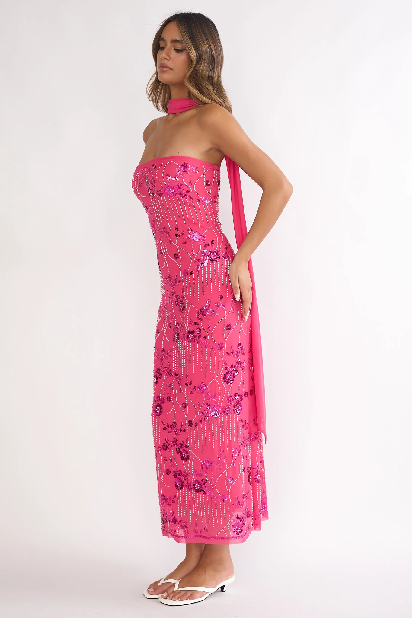 Jeremia Strapless Maxi Dress Sequin Plum - Image 7