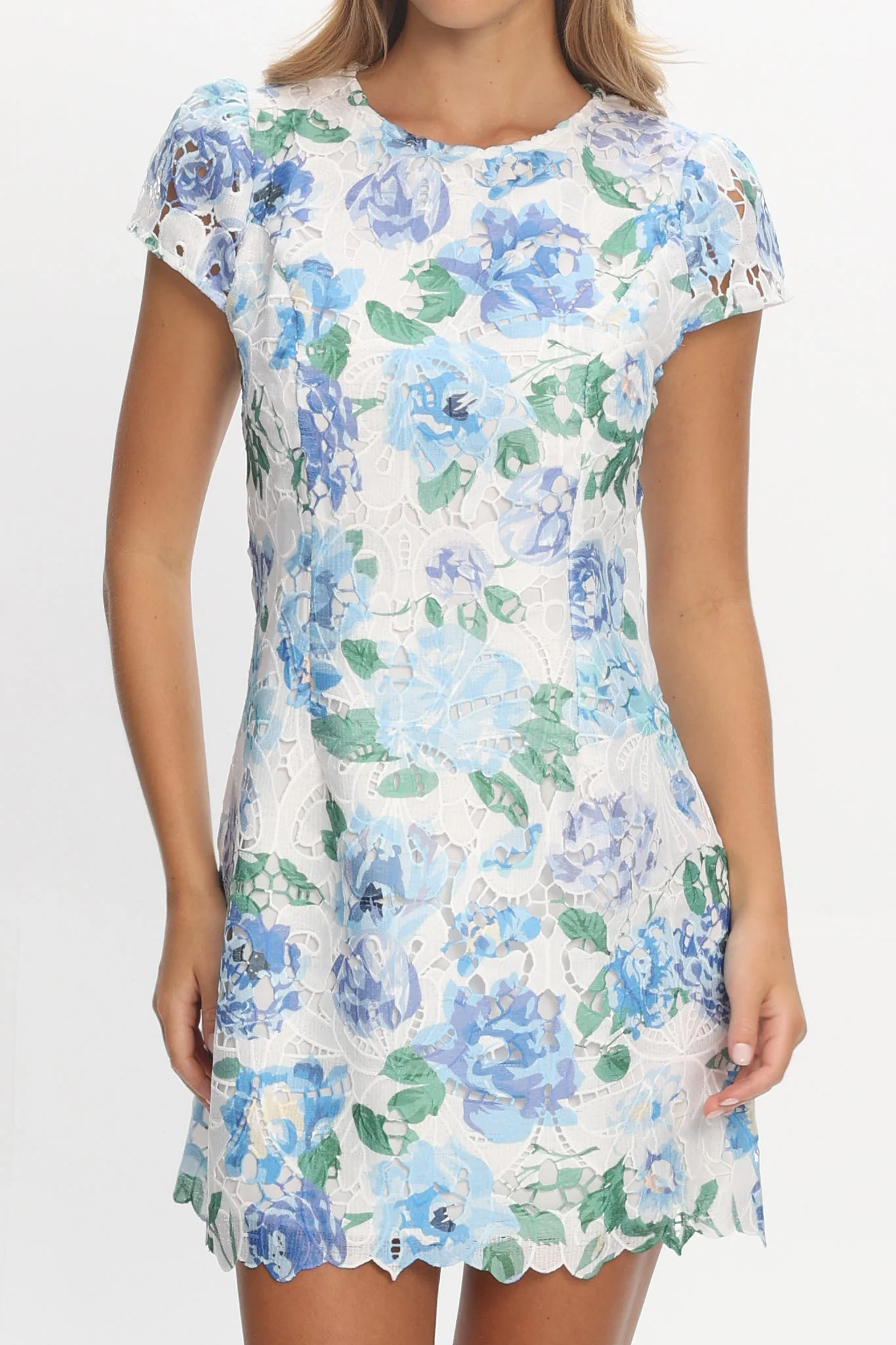 Jesinta Embroidered Mini Dress Floral Blue - Image 4
