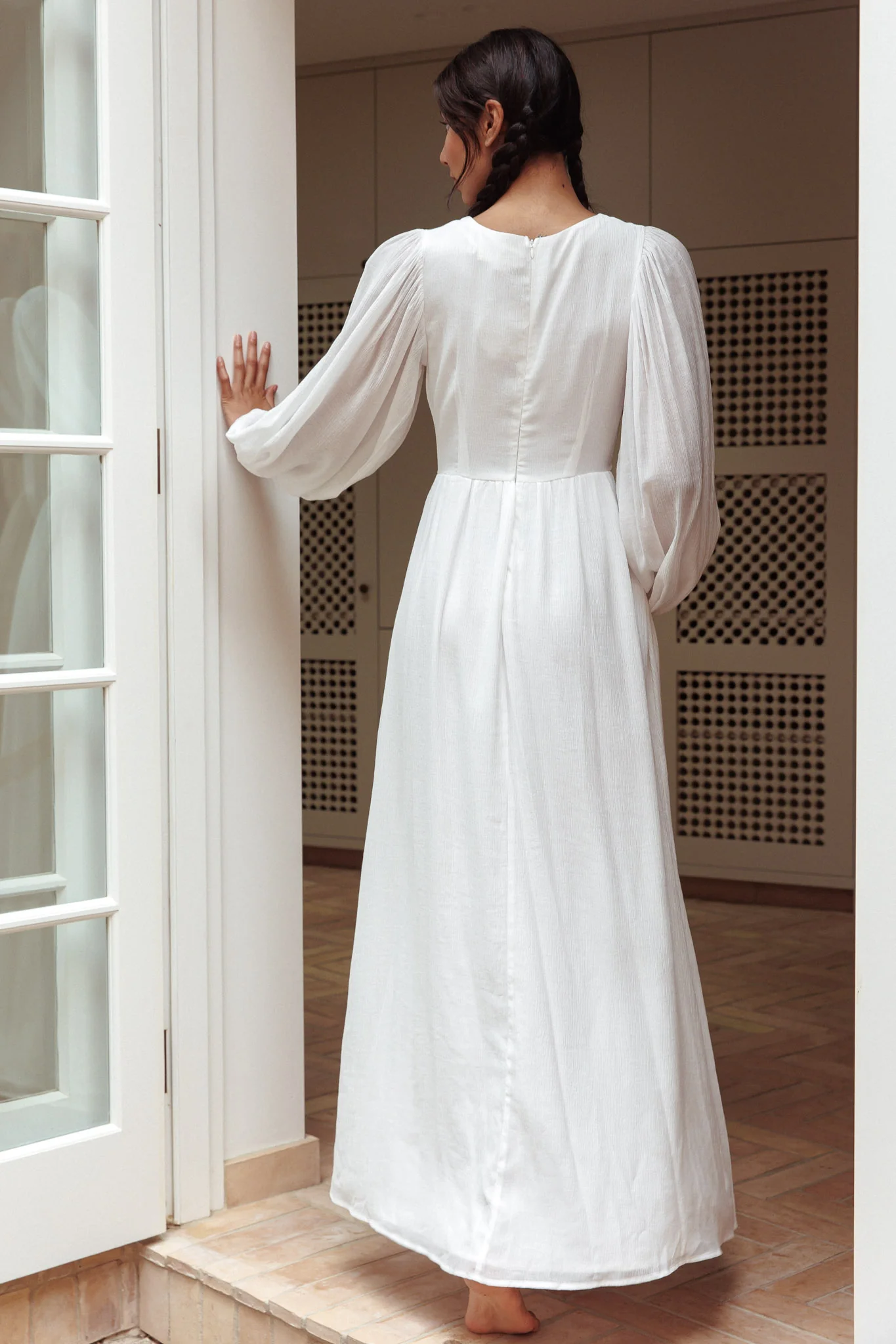 Jessalynn Cut-Out Long Sleeve Maxi Dress White - Image 2