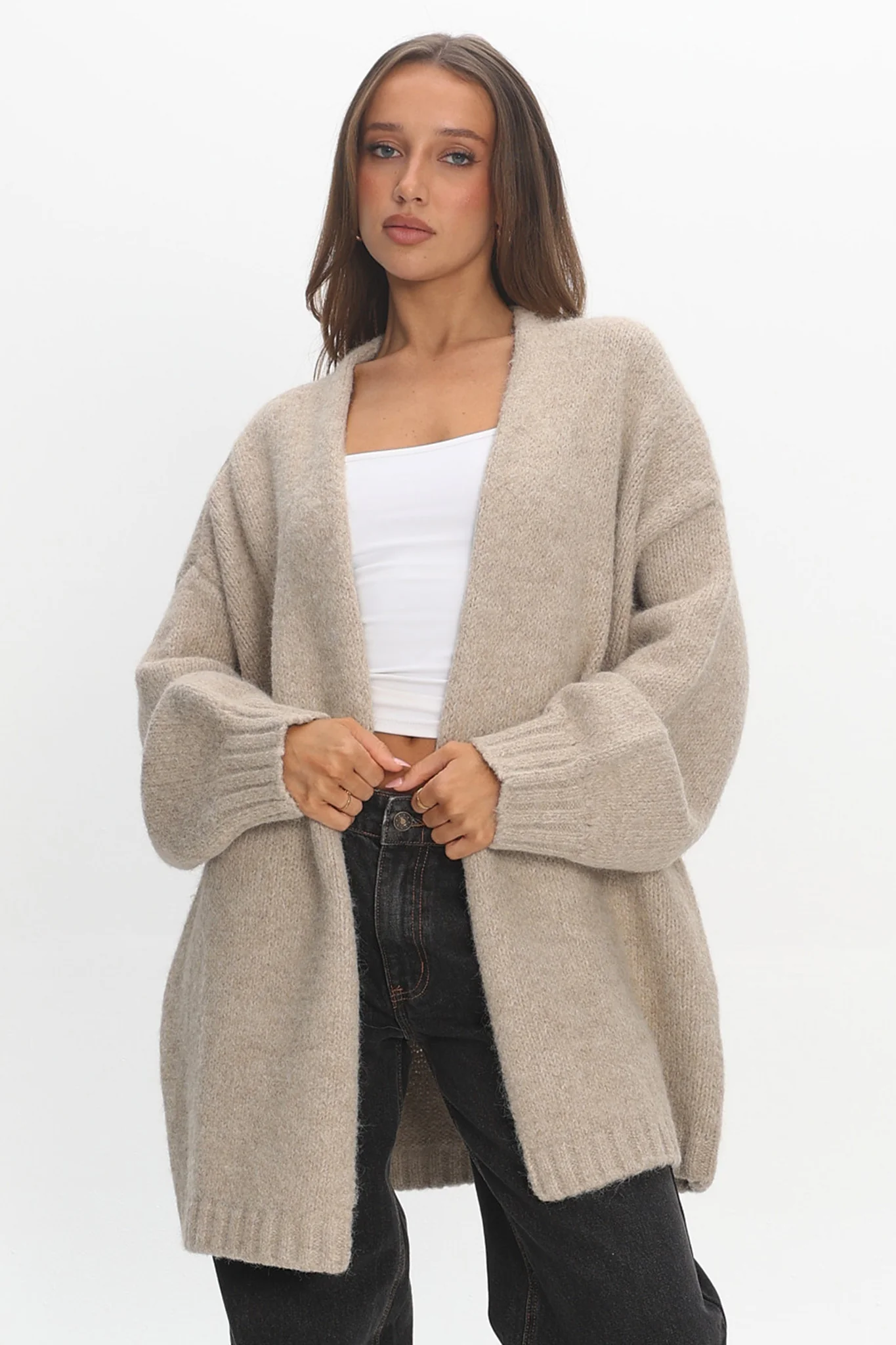 Jinnica Long Knit Cardigan Oat