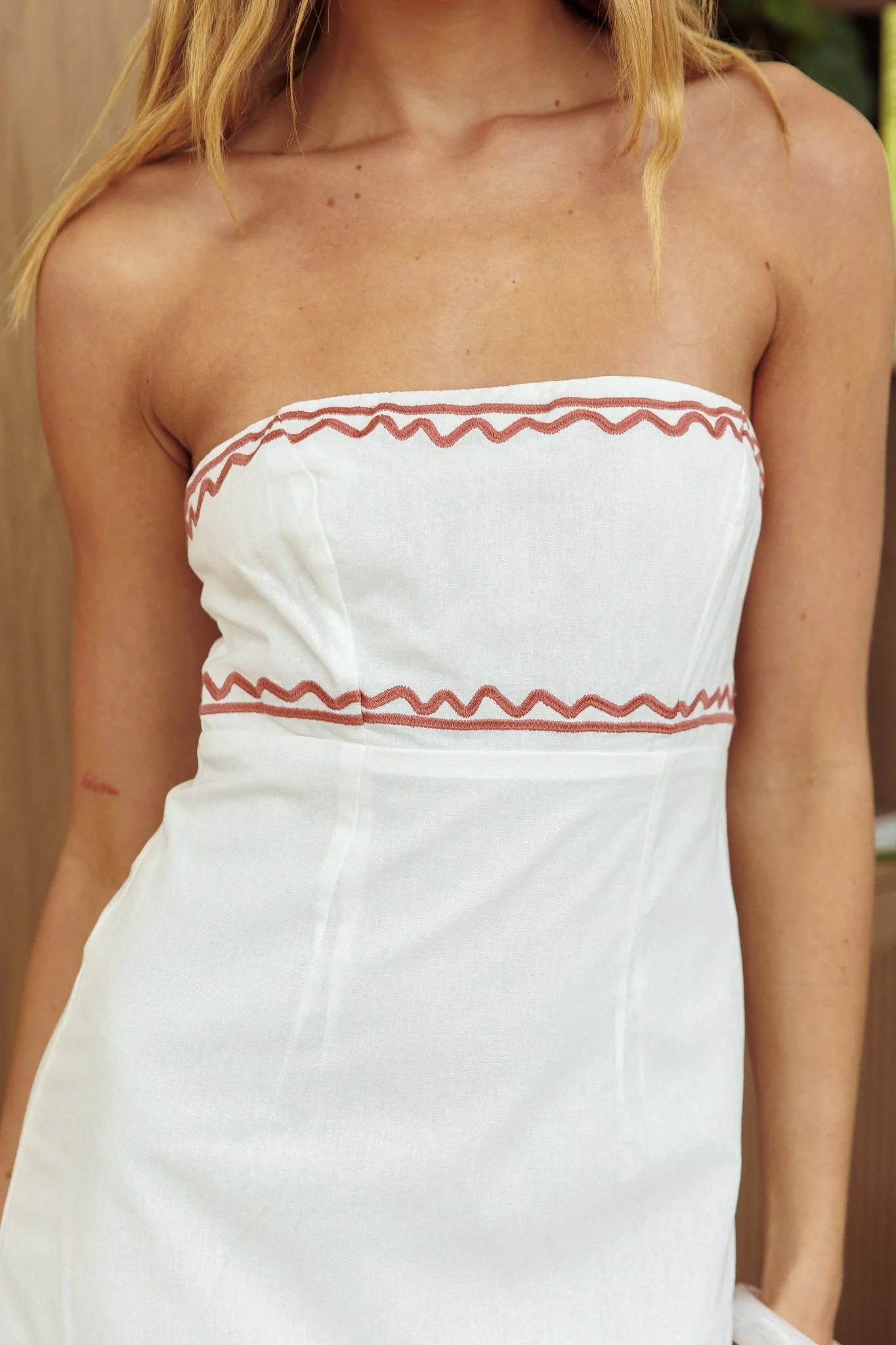 Jocasta Strapless Ric Rac Maxi Dress Off White - Image 3